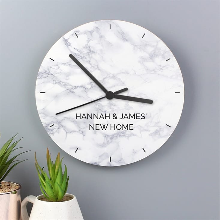 Personalised Marble Effect Wooden Clock