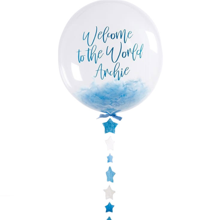 Personalised Blue New Baby Balloon